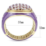 Gold Brass Bangle with Top Grade Crystal  in Amethyst