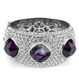 Rhodium Brass Bangle with AAA Grade CZ  in Amethyst