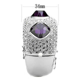 Rhodium Brass Bangle with AAA Grade CZ  in Amethyst