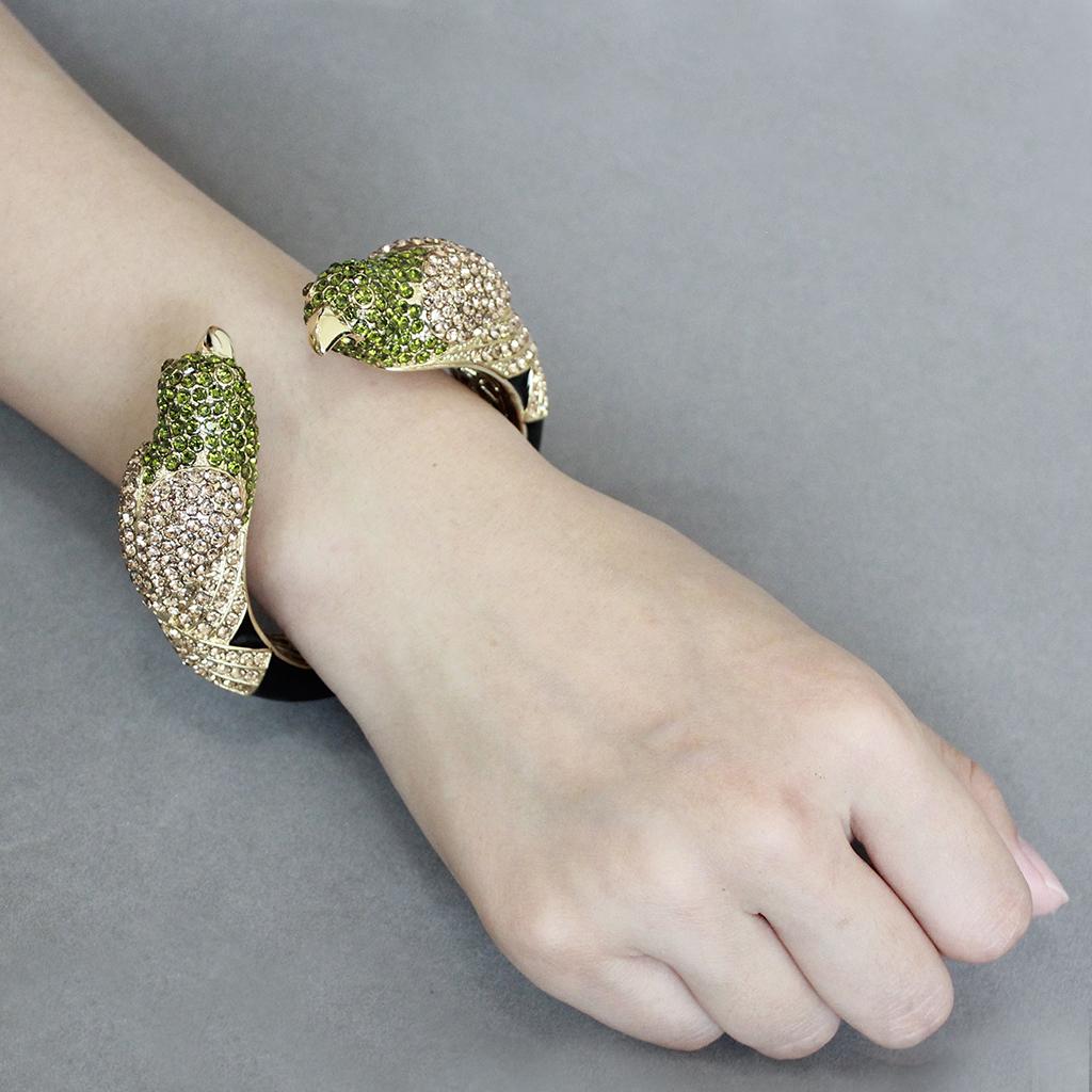 Gold Brass Bangle with Top Grade Crystal  in Multi Color