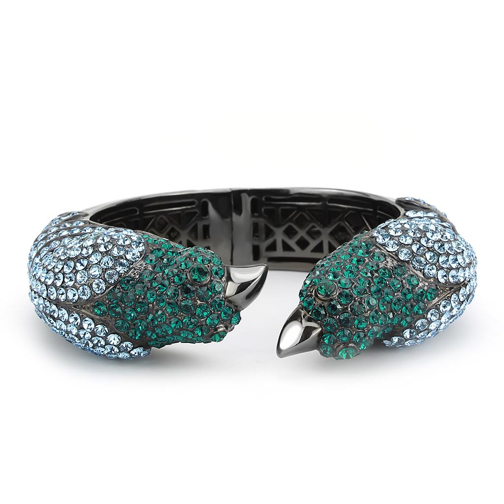 Ruthenium Brass Bangle with Top Grade Crystal  in Multi Color