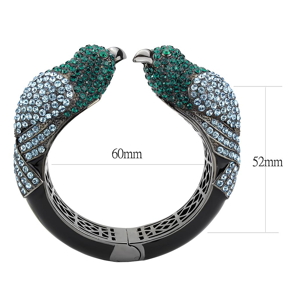 Ruthenium Brass Bangle with Top Grade Crystal  in Multi Color