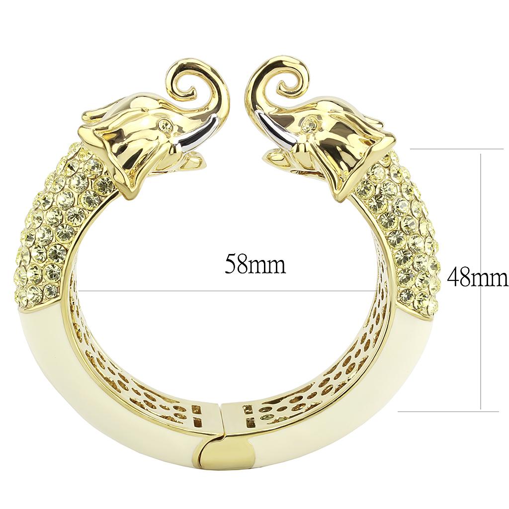 Gold+Rhodium Brass Bangle with Top Grade Crystal  in Citrine Yellow
