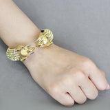 Gold+Rhodium Brass Bangle with Top Grade Crystal  in Citrine Yellow