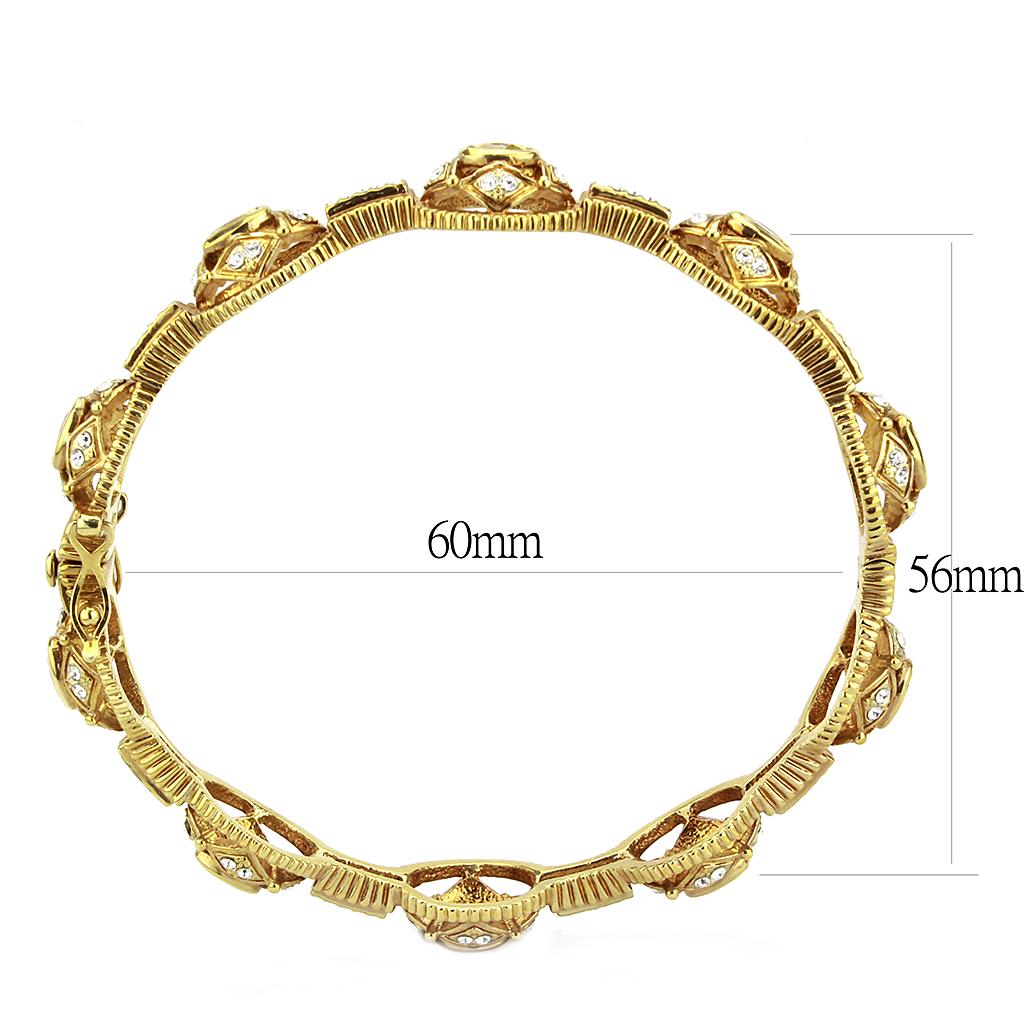Gold Brass Bangle with AAA Grade CZ  in Citrine Yellow