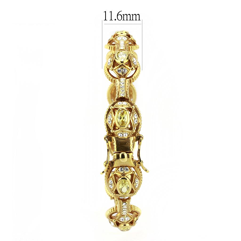 Gold Brass Bangle with AAA Grade CZ  in Citrine Yellow