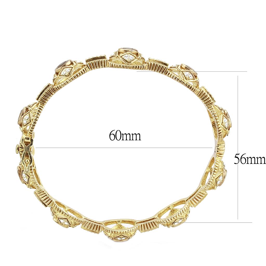 Gold Brass Bangle with Synthetic  in Brown