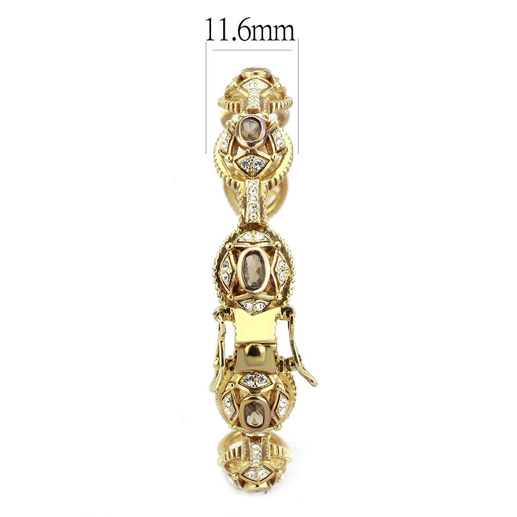Gold Brass Bangle with Synthetic  in Brown
