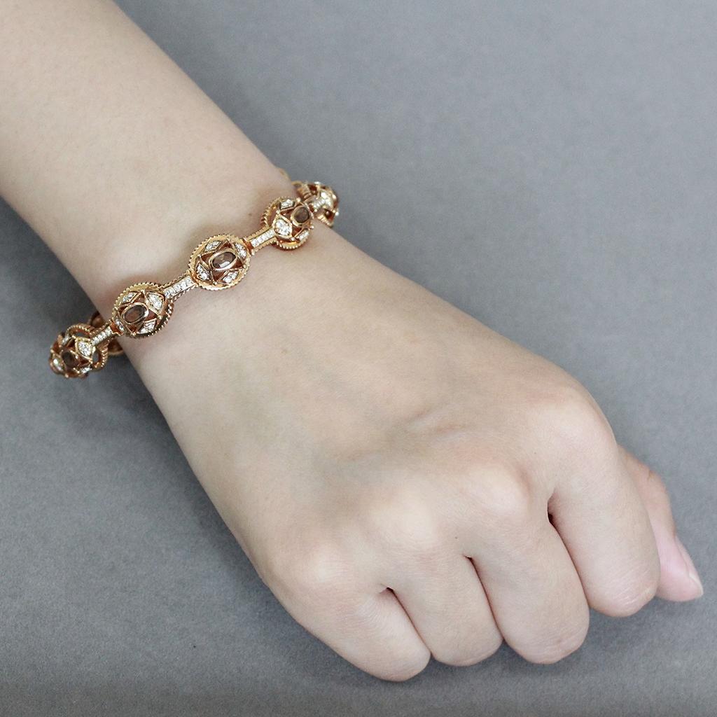 Gold Brass Bangle with Synthetic  in Brown