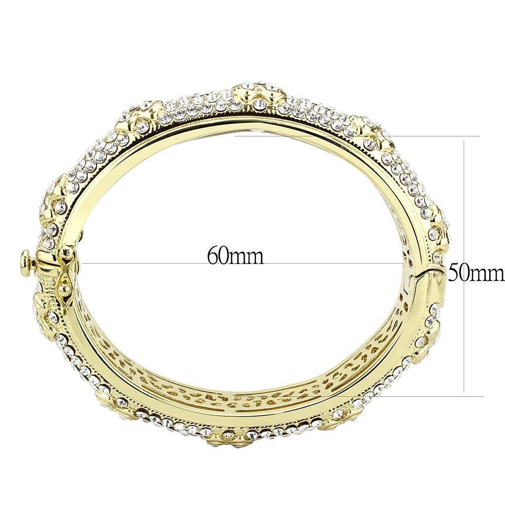 Gold Brass Bangle with Top Grade Crystal  in Clear