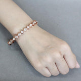 LO4342 Rose Gold Brass Bangle with AAA Grade CZ in Clear