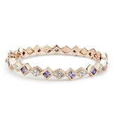 Rose Gold Brass Bangle with AAA Grade CZ  in Amethyst