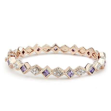 Rose Gold Brass Bangle with AAA Grade CZ  in Amethyst
