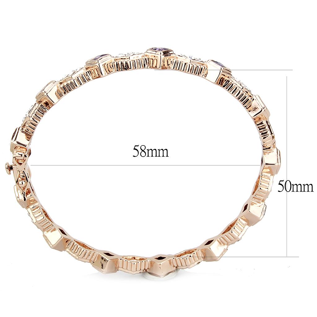 Rose Gold Brass Bangle with AAA Grade CZ  in Amethyst