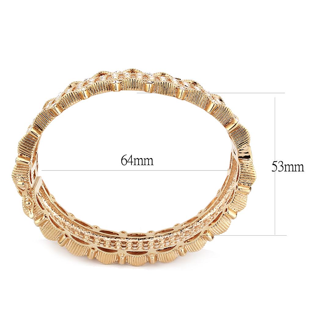 Rose Gold Brass Bangle with Top Grade Crystal  in Clear