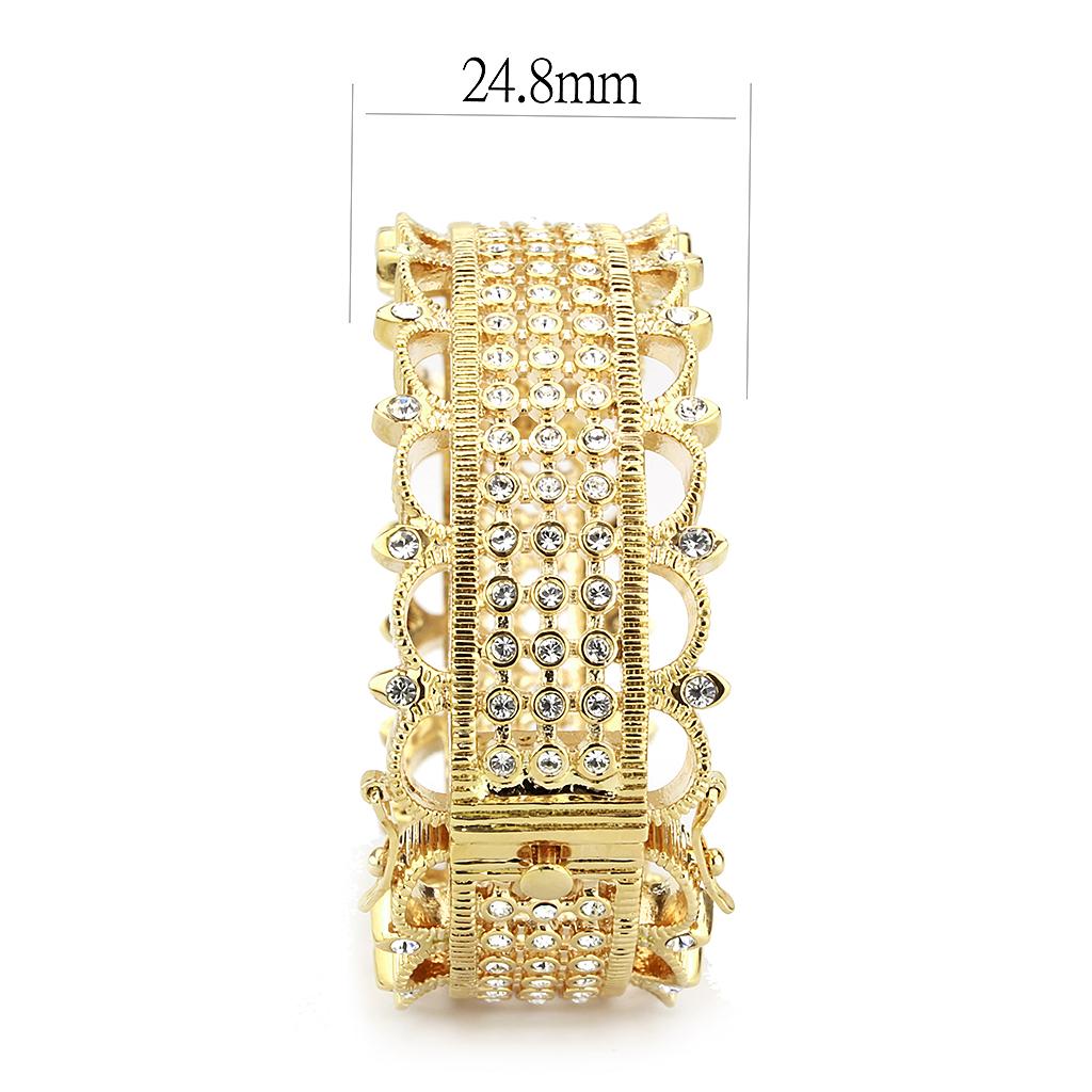 Gold Brass Bangle with Top Grade Crystal  in Clear