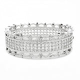 Rhodium Brass Bangle with Top Grade Crystal  in Clear