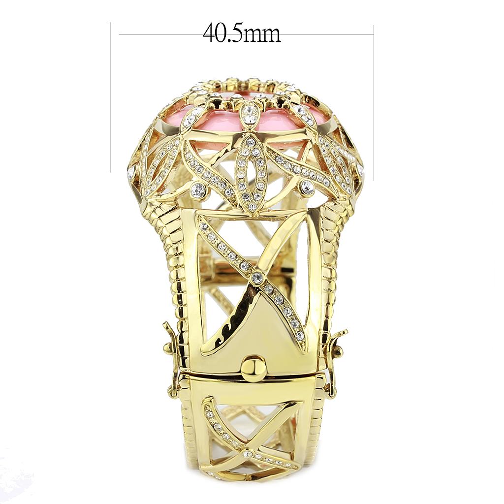 Gold Brass Bangle with Synthetic  in Rose