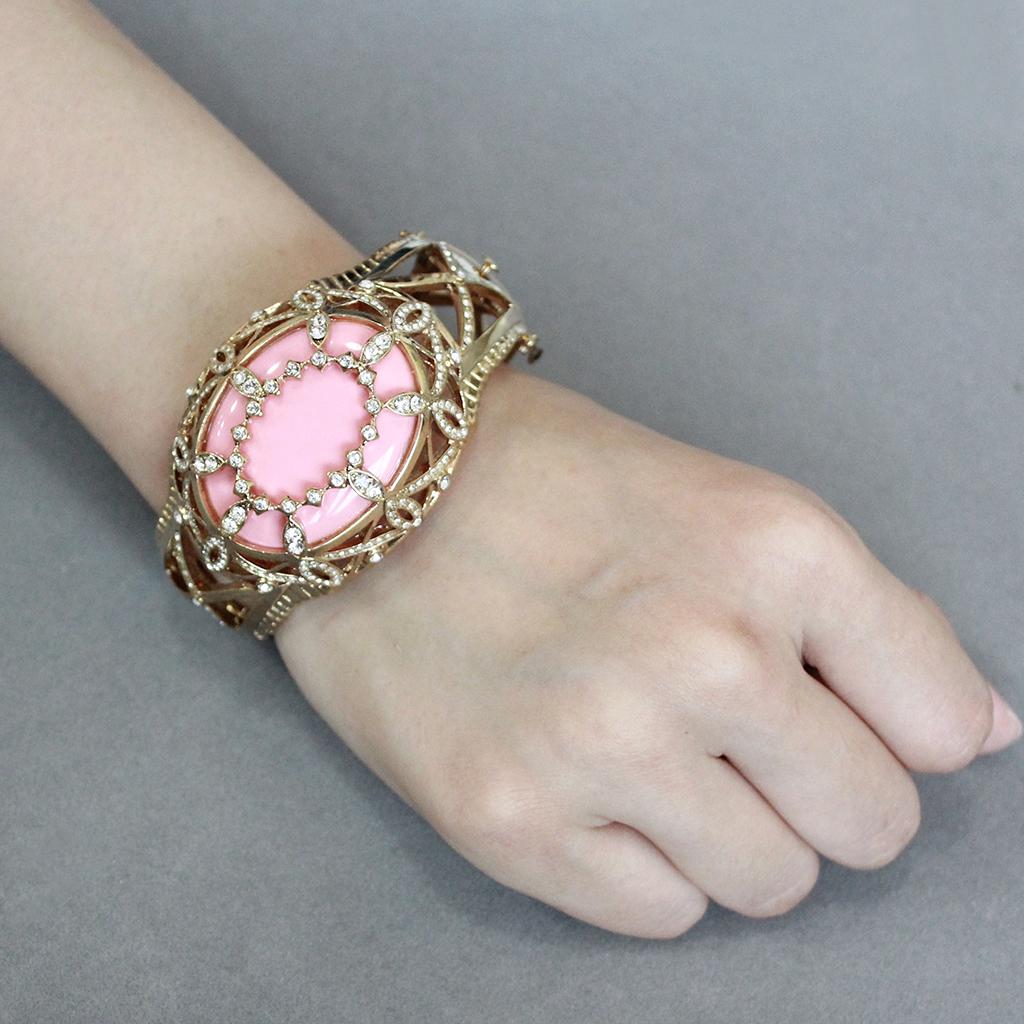 Gold Brass Bangle with Synthetic  in Rose