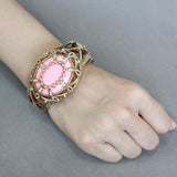 Gold Brass Bangle with Synthetic  in Rose