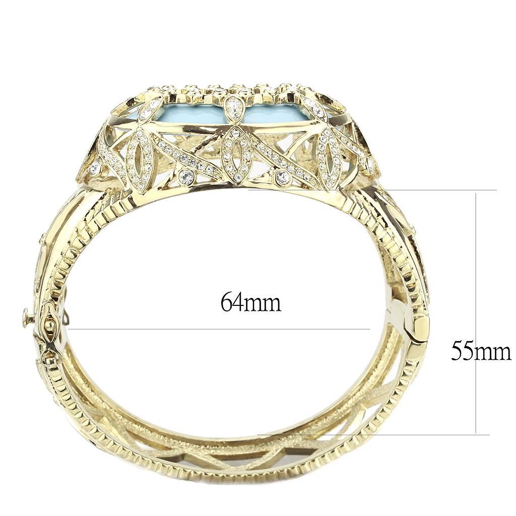 Gold Brass Bangle with Synthetic  in Sea Blue