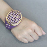 Gold Brass Bangle with Top Grade Crystal  in Multi Color