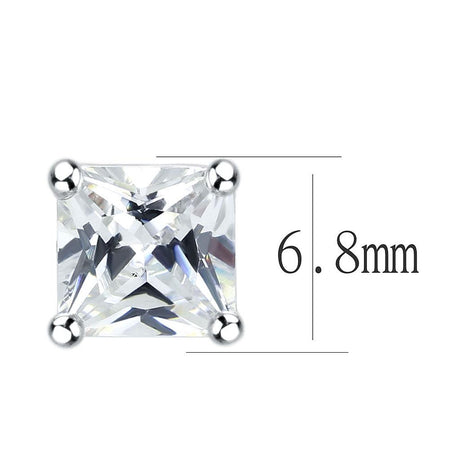 Rhodium Brass Earrings with AAA Grade CZ  in Clear