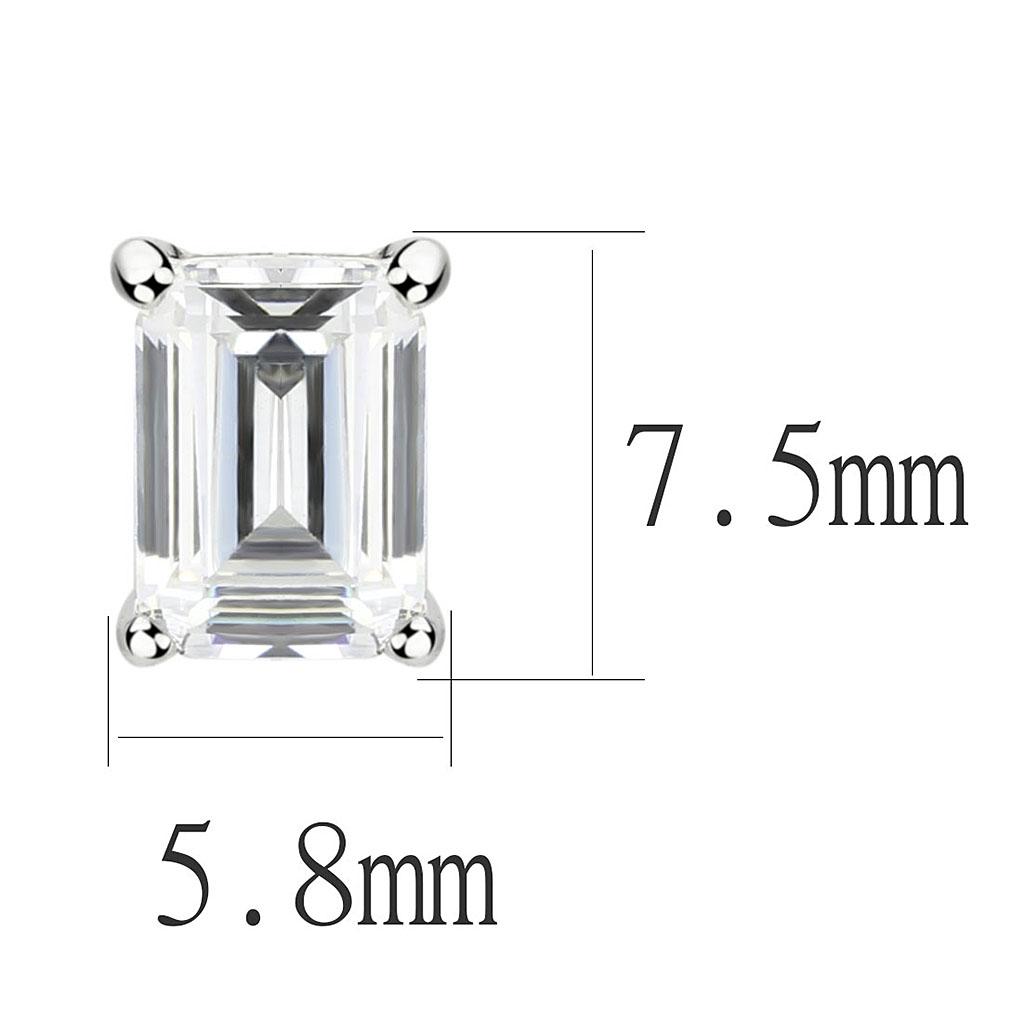 Rhodium Brass Earrings with Cubic  in Clear