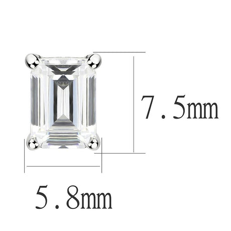 Rhodium Brass Earrings with Cubic  in Clear