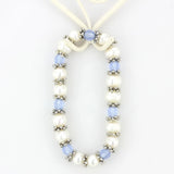 Antique Silver White Metal Bracelet with Synthetic Pearl in Sea Blue