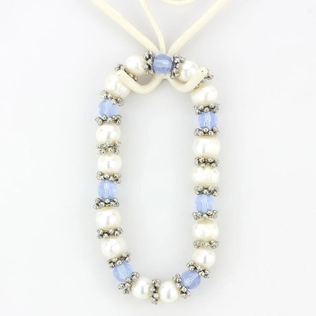 Antique Silver White Metal Bracelet with Synthetic Pearl in Sea Blue