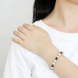 Antique Silver White Metal Bracelet with Synthetic Pearl in Fuchsia