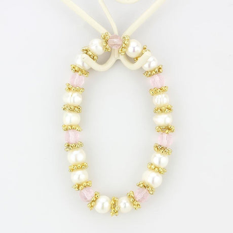 Antique Silver White Metal Bracelet with Synthetic Pearl in Rose