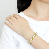 Antique Silver White Metal Bracelet with Synthetic Pearl in Peridot
