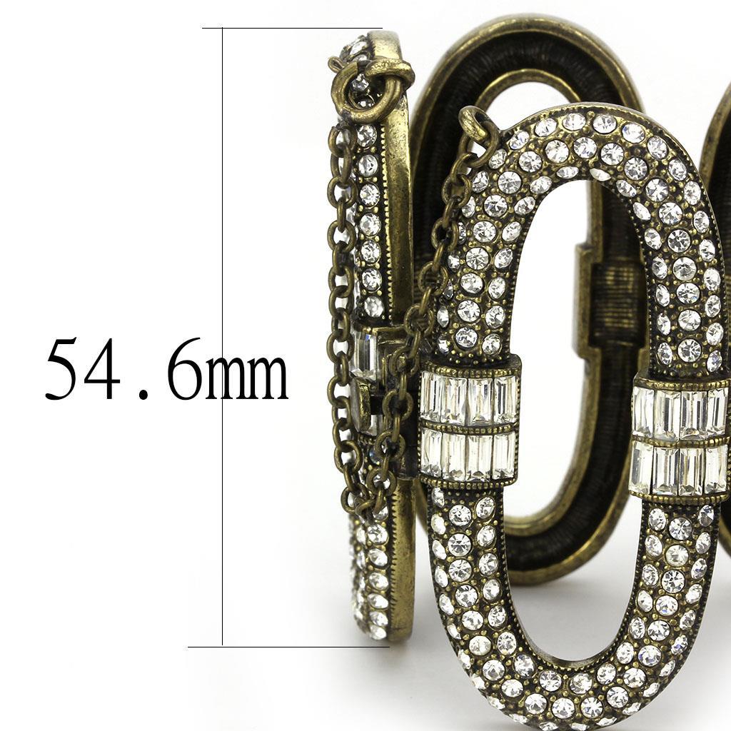 Antique Copper White Metal Bracelet with Top Grade Crystal  in Clear