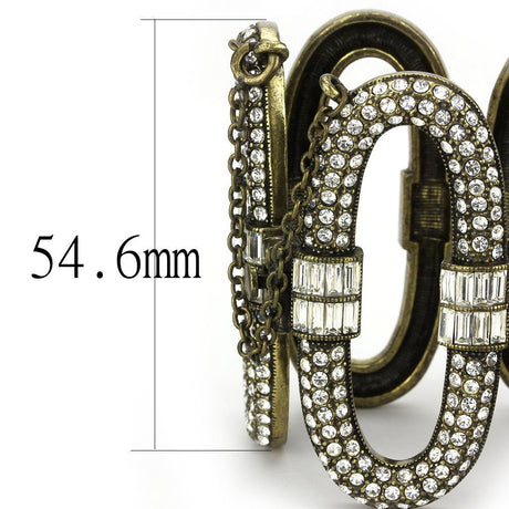 Antique Copper White Metal Bracelet with Top Grade Crystal  in Clear