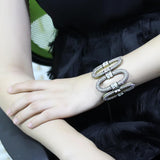 Antique Copper White Metal Bracelet with Top Grade Crystal  in Clear