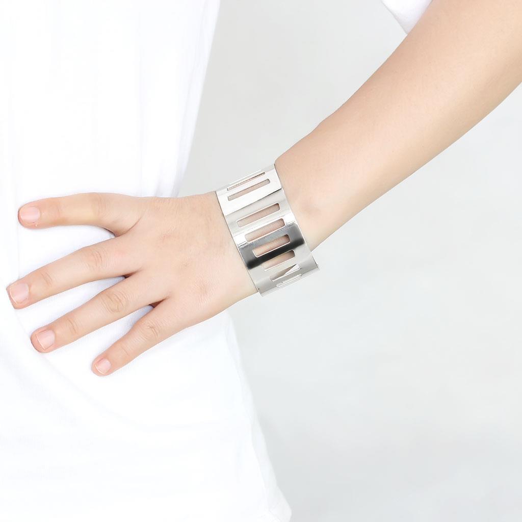 Matte Rhodium & Rhodium Stainless Steel Bangle with No Stone