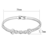 LO4664 Rhodium White Metal Bangle with Top Grade Crystal in Clear
