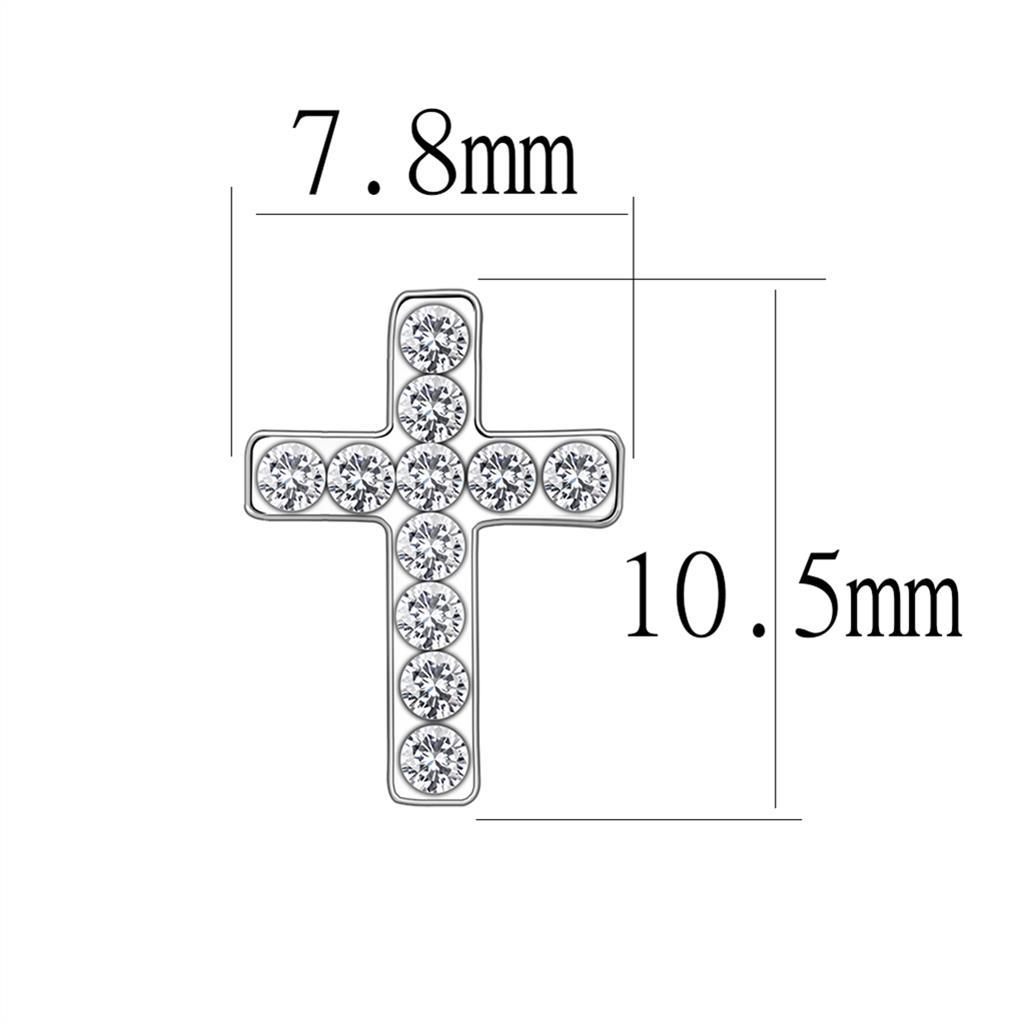 Silver+ e-coating Brass Earrings with Top Grade Crystal  in Clear