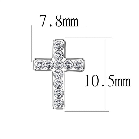 Silver+ e-coating Brass Earrings with Top Grade Crystal  in Clear