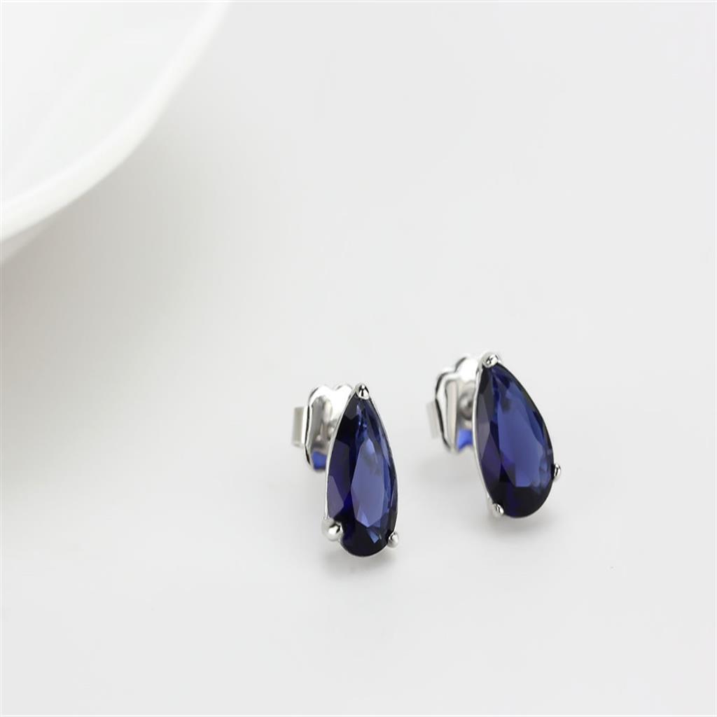 Rhodium 925 Sterling Silver Earrings with AAA Grade CZ  in Clear