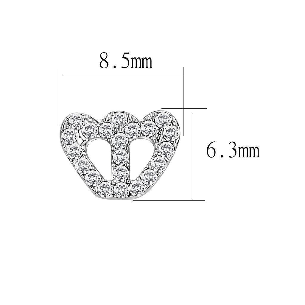 Rhodium Brass Earrings with Top Grade Crystal  in Clear