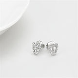 Rhodium Brass Earrings with Top Grade Crystal  in Clear