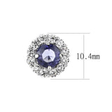 Rhodium Brass Earrings with Synthetic Synthetic Glass in Tanzanite