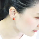 Gold Brass Earrings with Top Grade Crystal  in Orange