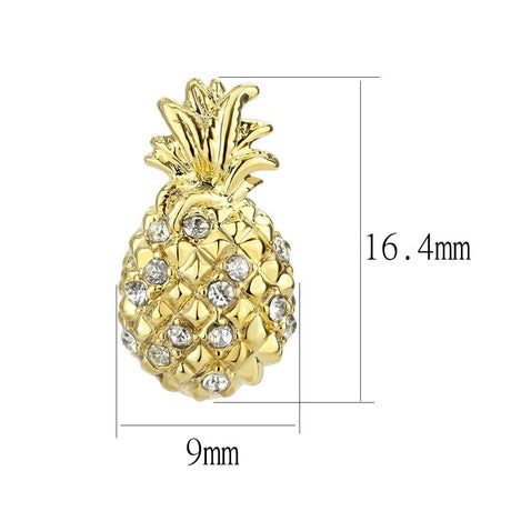 Gold Brass Earrings with Top Grade Crystal  in Clear