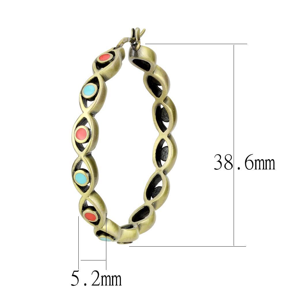 Antique Silver Brass Earrings with Epoxy  in Multi Color