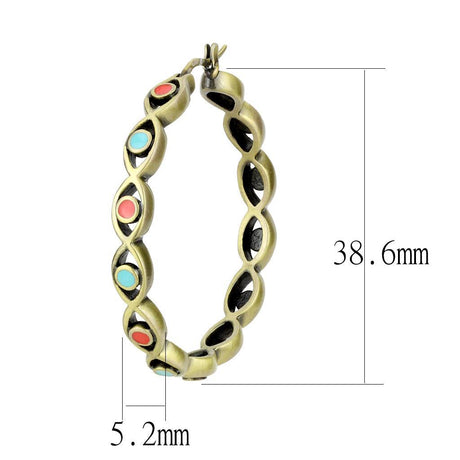 Antique Silver Brass Earrings with Epoxy  in Multi Color
