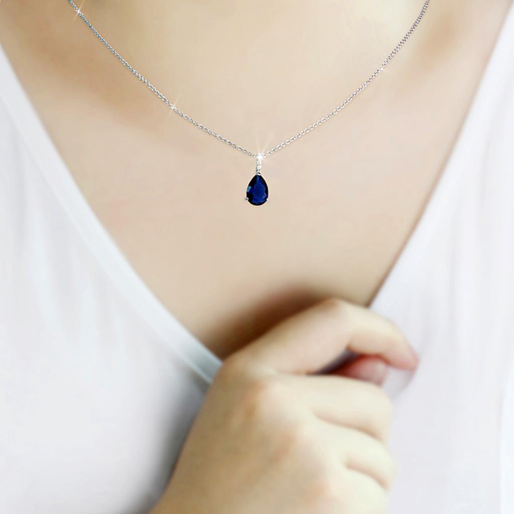 Rhodium Brass Chain Pendant with Synthetic  in Montana